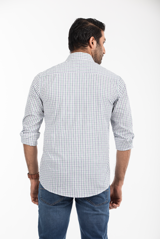 Men's Slim-Fit Button Collar Pattern Dress Shirt