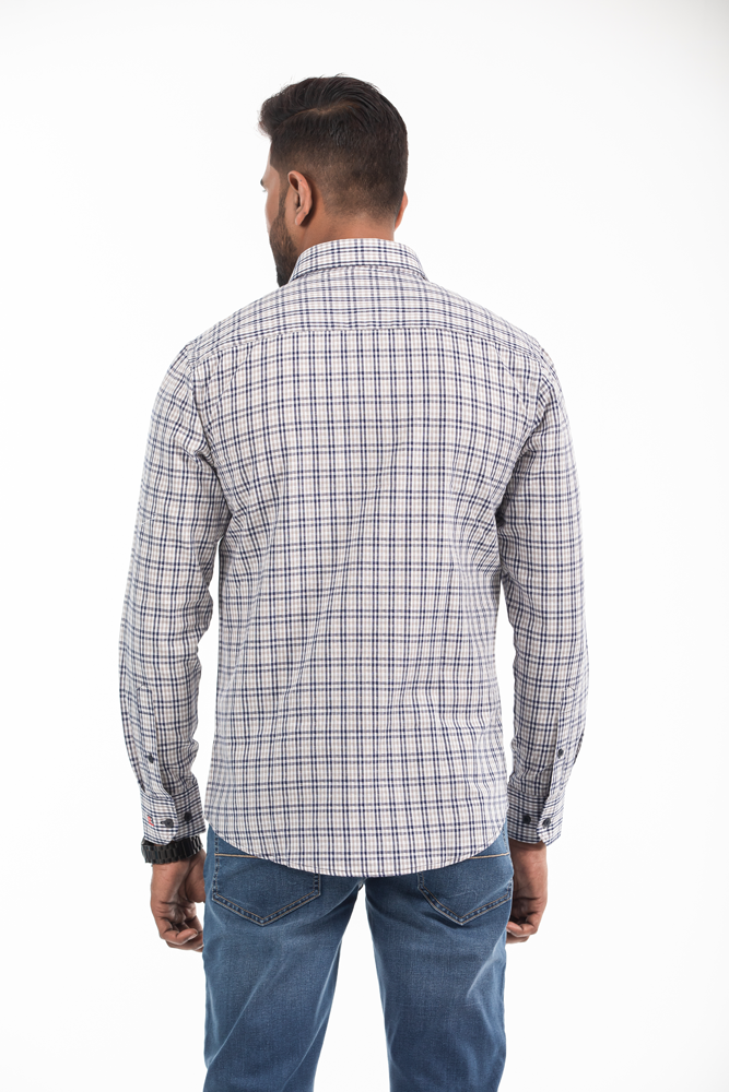Men's Slim-Fit Long-Sleeve Cotton Check Shirt