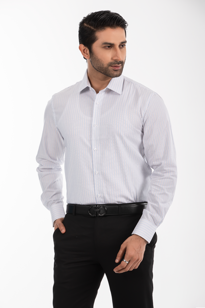 Men's Classic Fit Cotton Double Stripes Shirt (Premium)