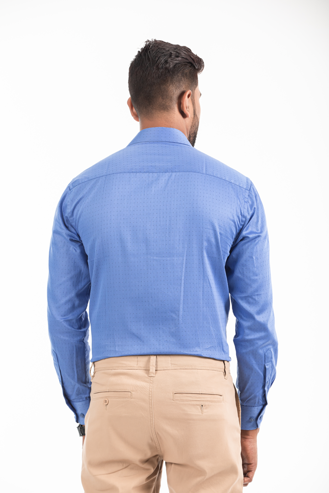 Men's Slim-Fit Long-Sleeve Shirt Dotted Fabric