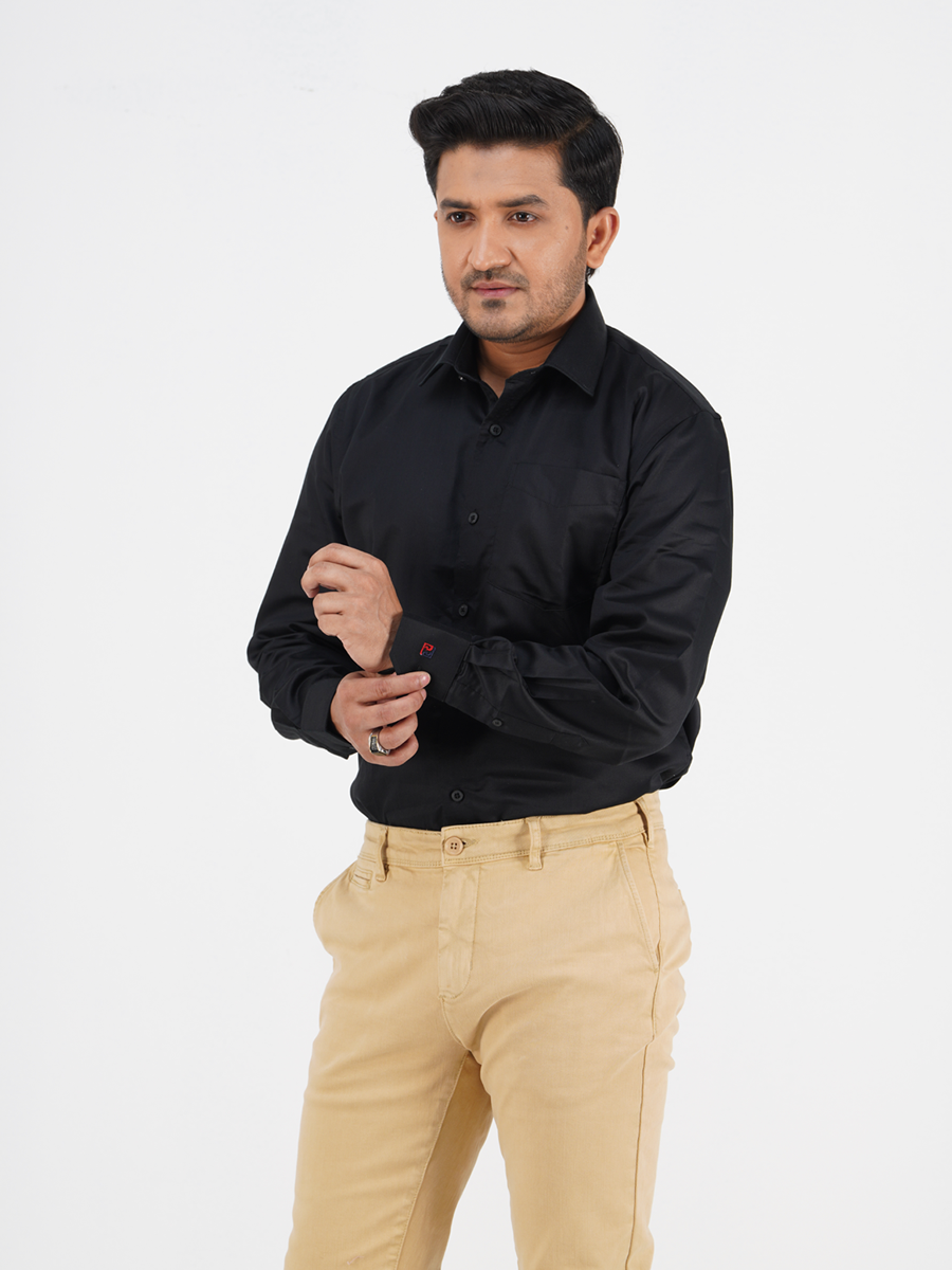 Men's Long Sleeve Shirts Solid  Black Formal Business Shirts