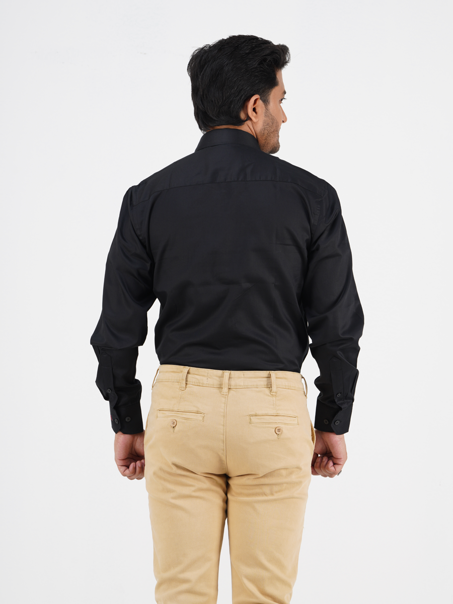 Men's Long Sleeve Shirts Solid  Black Formal Business Shirts