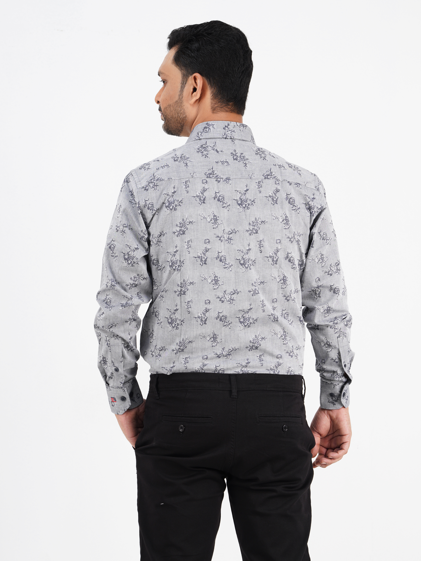 Men's Slim-Fit Long-Sleeve Design Fabric Shirt
