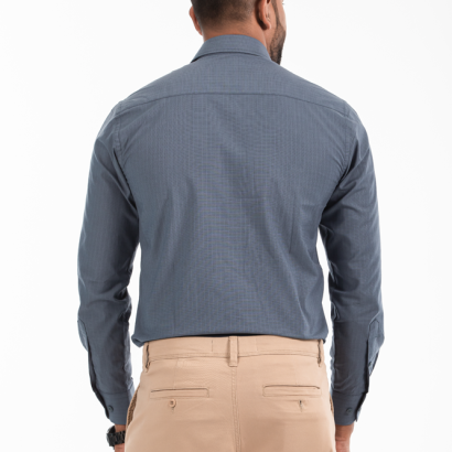 Men's Slim Fit Solid Color with Strip Long Sleeve Shirt