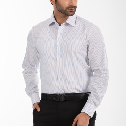 Men's Classic Fit Cotton Double Stripes Shirt (Premium)