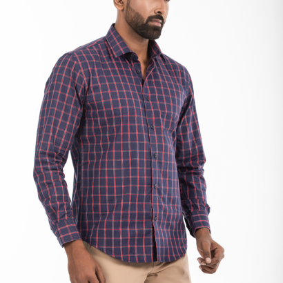 Men's Slim-Fit Long-Sleeve Cotton Shirt