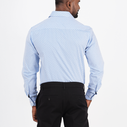 Men's Long-Sleeve Regular-Fit Non-Stretch Cotton Shirt