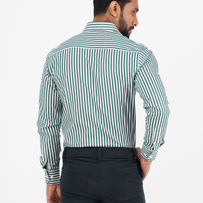 Men's Slim Fit Long Sleeve Arrow Collar Box Placket Shirt