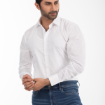 Men's Slim Fit Checks and Stripes (Patterned) White Shirt