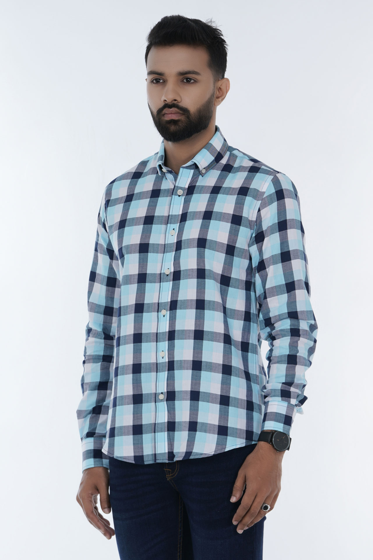 Men's Long Sleeve Slim Fit Woven Casual Shirt