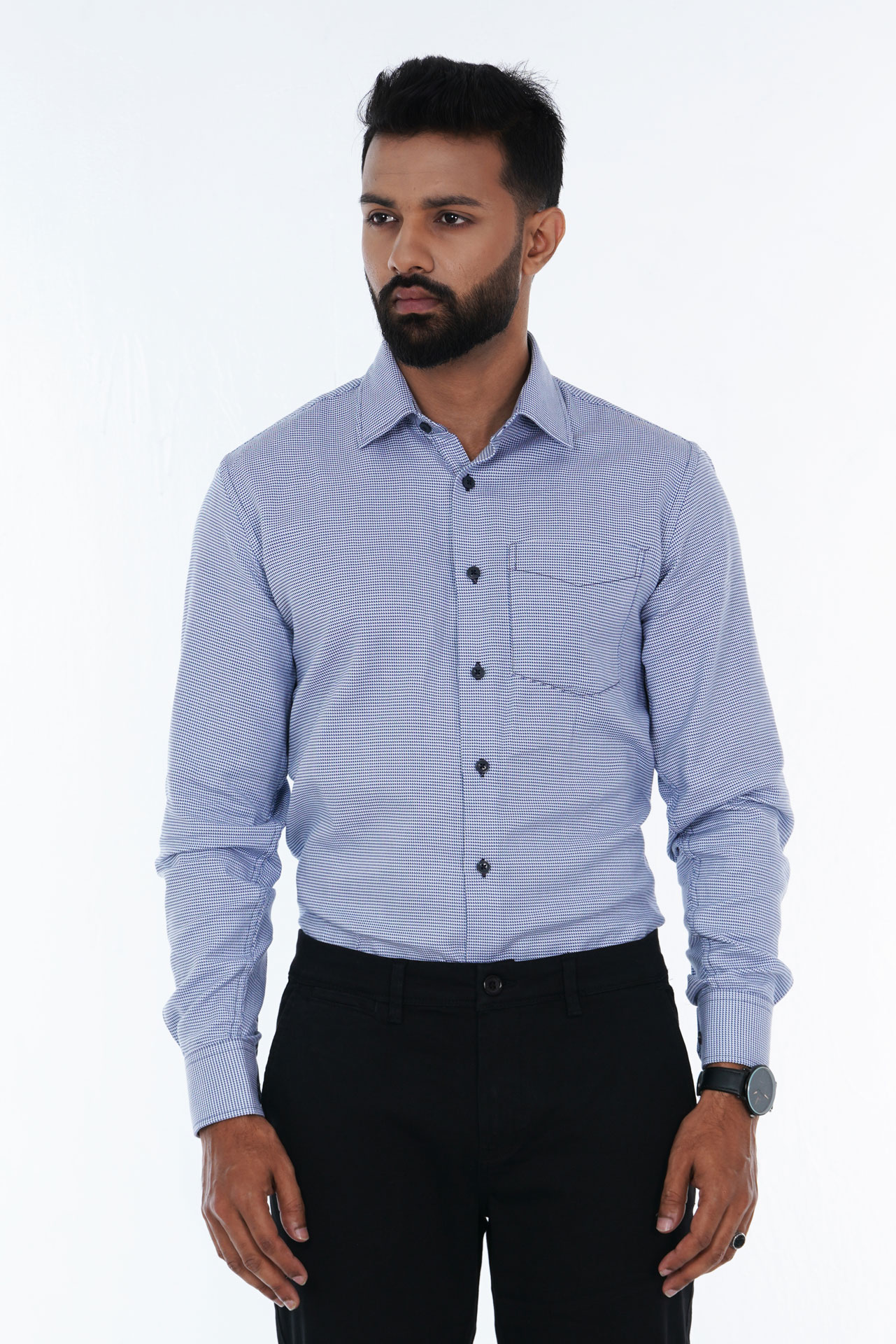 Men's Regular-Fit Long-Sleeve Print Formal Shirt