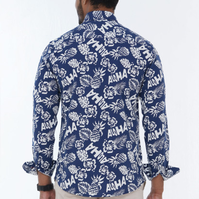 Men's Slim-Fit Long-Sleeve Printed Casual Shirt