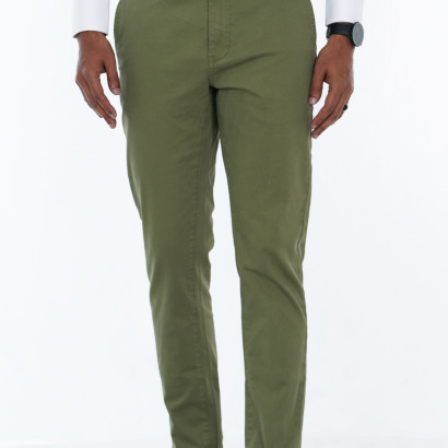 Men's Slim Fit Flat Front Casual Chinos Twill Pant