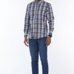 Men's Long-Sleeve Multi-Color Gingham Check Shirt