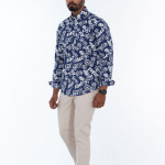 Men's Slim-Fit Long-Sleeve Printed Casual Shirt