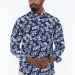 Men's Slim-Fit Long-Sleeve Printed Casual Shirt