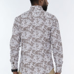 Men's Floral Print Slim-Fit Long-Sleeve Casual Shirt