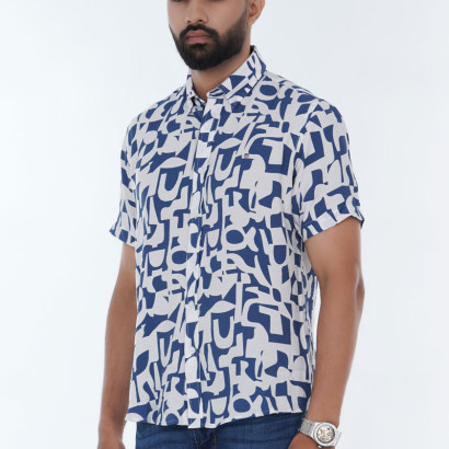 Men's Viscose Shirts Short Sleeve Casual Shirts Button Down Shirt